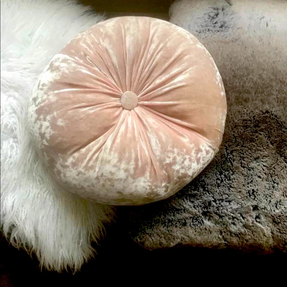 Velvet Pink Round Accent Throw Pillow